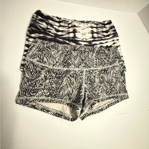 Fleo Black and White Patterned Athletic Shorts